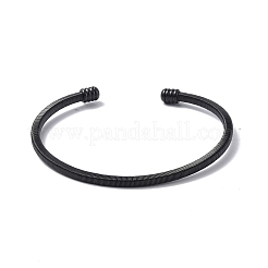304 Stainless Steel Open Cuff Bangle with Oval Beaded&nbsp;BJEW-C031-02