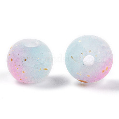 Frosted Baking Paint Crackle Glass Beads with Glitter Powder&nbsp;LS-DGLA-T004-6mm-01L