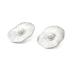 304 Stainless Steel Shell Pearl Flower Stud Earrings for Women&nbsp;EJEW-U020-21P