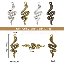 40Pcs 4 Colors Snake Alloy Pendants&nbsp;TIBEP-SC0001-82