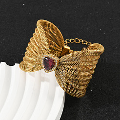 304 Stainless Steel Cubic Zircon Cable Chains Bracelets for Women&nbsp;BJEW-V013-01G