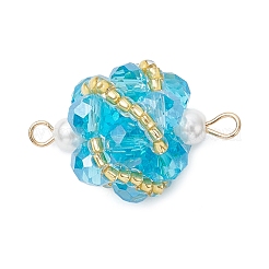 8Pcs 8 Colors Glass Beaded Round Sphere Links&nbsp;PALLOY-MZ00874