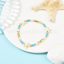 Synthetic Turquoise Beaded Necklace & Bracelet & Dangle Earring Sets&nbsp;SJEW-JS01361