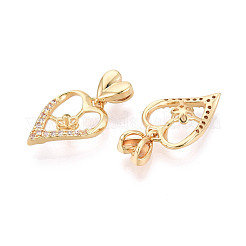Brass Micro Pave Cubic Zirconia Cup Pearl Peg Bails Pin Pendants&nbsp;KK-T079-54G
