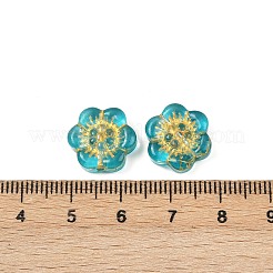 Baking Paint and Golden Metal Enlaced Glass Beads&nbsp;DGLA-T004-10H
