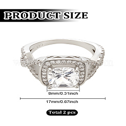 1Pc Brass Micro Pave Clear Cubic Zirconia Finger Rings for Women&nbsp;RJEW-LP0001-36