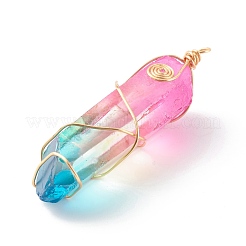 Electroplate Natural Quartz Crystal Pendants&nbsp;PALLOY-JF00766