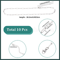 10Pcs Stainless Steel Paperclip Chain Necklaces for Women Men&nbsp;NJEW-SC0001-38P