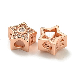 Rack Plating Brass Micro Pave Clear Cubic Zirconia Beads&nbsp;KK-A220-04RG