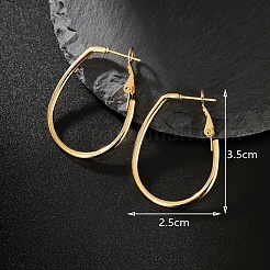 Elegant Geometric Oval 201 Stainless Steel Hoop Earrings&nbsp;XV3579
