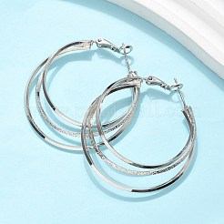 Brass Triple Hoop Earrings for Women&nbsp;EJEW-U050-02P