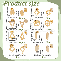 80Pcs 8 Styles 201 Stainless Steel Stud Earring Findings with Hole&nbsp;EJEW-GA0001-07G
