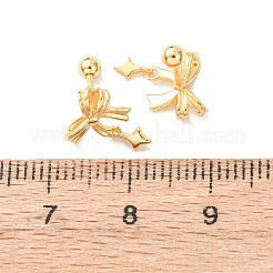 Bowknot with Star 925 Sterling Silver Stud Earrings&nbsp;EJEW-K317-10G