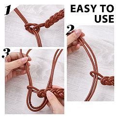 3Pcs 3 Colors PU Leather Rope Knot Tie Waist Belly Belts for Women&nbsp;AJEW-CL0003-71C