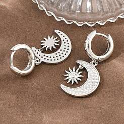 Brass Micro Pave Cubic Zirconia Hoop Dangle Earrings&nbsp;KK-CBA8324-05B-P