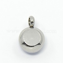 Trendy Original Color 304 Stainless Steel Grade A Rhinestone Flat Round Charm Pendants&nbsp;RB-M030-06I