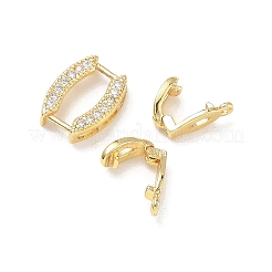 Brass Micro Pave Clear Cubic Zirconia Fold Over Clasps&nbsp;KK-K428-02G
