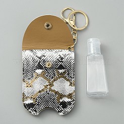 Leopard Print Pattern Plastic Hand Sanitizer Bottle with PU Leather Cover&nbsp;KEYC-WH0024-28B