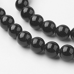 Natural Black Onyx Beads Strands&nbsp;G-G735-60-8mm-A