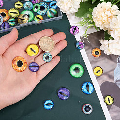 60Pcs 30 Style Luminous Glass Eyes Cabochons&nbsp;GLAA-CA0001-56