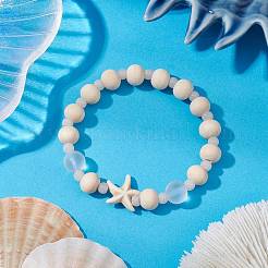 Synthetic Turquoise & Wood & Glass Beaded Stretch Bracelets for Boys Girls&nbsp;BJEW-JB11127-02