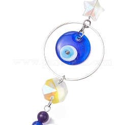 Chakra Natural & Synthetic Gamstone Beads & Glass Evil Eye Hanging Ornaments&nbsp;HJEW-JM02042