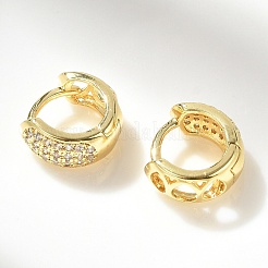 Brass Micro Pave Clear Cubic Zirconia Hoop Earrings&nbsp;EJEW-D311-103G
