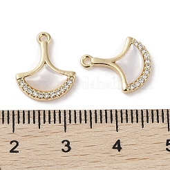 Brass Micro Pave Clear Cubic Zirconia with Shell Charms&nbsp;KK-G491-39G