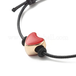 Heart Acrylic Enamel Beads Adjustable Cord Bracelet for Teen Girl Women&nbsp;BJEW-JB07049