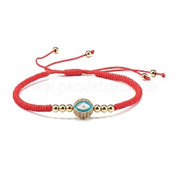 Round with Evil Eye Braided Bead Bracelet for Girl Women&nbsp;BJEW-JB06974