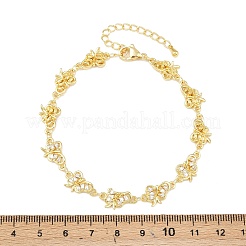 Brass Micro Pave Clear Cubic Zirconia Link Chain Bracelets for Women&nbsp;BJEW-A090-10E-G