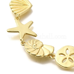 Rack Plating Brass Shell Shaped & Starfish Link Chain Necklaces&nbsp;NJEW-Q345-04G