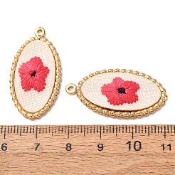 304 Stainless Steel & Cloth Embroidered Pendants&nbsp;FB-CBAFBAF-11G-01