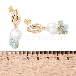 Shell Shape Natural Larimar Dangle Stud Earrings&nbsp;EJEW-JE07054