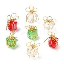 30Pcs 3 Colors Copper Wire Wrapped Glass Gift Pendants&nbsp;PALLOY-CJ00176