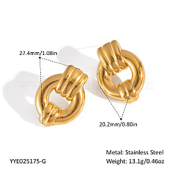 304 Stainless Steel Stripe with Ring Stud Earrings&nbsp;VM1171-1