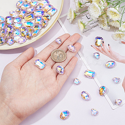 64Pcs 4 Style Pointed Back Glass Rhinestone Cabochons&nbsp;RGLA-FG0001-08