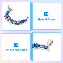 10Pcs Moon Alloy Natural & Synthetic Gemstone Pendants&nbsp;PALLOY-TAC0147