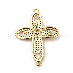 Eco-Friendly Rack Plating Brass Micro Pave Clear Cubic Zirconia Connector Charms&nbsp;KK-F847-04G