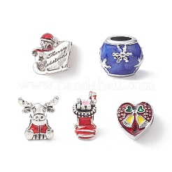 Christmas Theme Alloy Enamel European Beads&nbsp;MPDL-Q213-18P