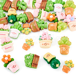 25Pcs Opaque Resin Plant Cabochons&nbsp;RESI-TA0005-39
