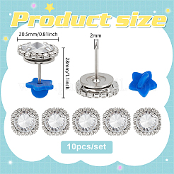 10Pcs Alloy Glass Rhinestone Brooches&nbsp;AJEW-PH01687