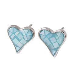 Brass Enamel Heart Stud Earrings&nbsp;EJEW-I322-08P