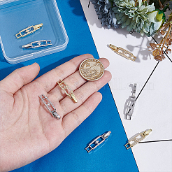 8Pcs 2 Colors Rectangle with Cross Rack Plating Brass Micro Pave Clear Cubic Zirconia Watch Band Clasps&nbsp;ZIRC-PH0001-48