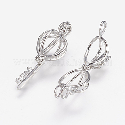 Brass bead Cage Pendants&nbsp;KK-P115-07P-01
