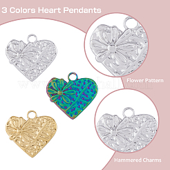 18Pcs 3 Colors 304 Stainless Steel Pendants&nbsp;STAS-DC0013-33