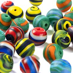 40Pcs 4 Colors Handmade Frosted Lampwork Beads&nbsp;LAMP-LS0001-06