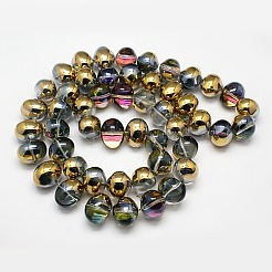 Half Plated Crystal Glass Oval Beads Strands&nbsp;EGLA-F027-C03