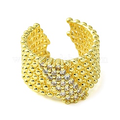 Brass Micro Pave Cubic Zirconia Open Cuff Rings&nbsp;RJEW-K256-03G