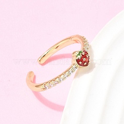 Brass Micro Pave Clear Cubic Zirconia Cuff Open Rings&nbsp;RJEW-C164-04C-G